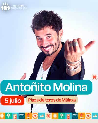 Concierto de Antoñito Molina en Málaga en el 101 Music Festival, el 5 de Julio de 2024 a las 22:00, en la Plaza de Toros de La Malagueta (Málaga, Andalucía).